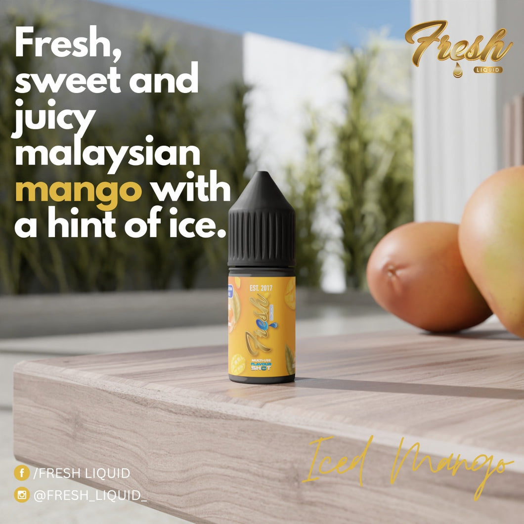 Fresh E-liquid LONGFILL- Iced Mango 12mg MTL Flavour Shot Kit, 30ml
