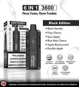Artery 3600 - 18000 Puff (Multi-flavour) 6 IN 1 Disposable,20mg