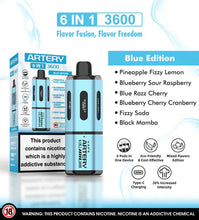 Load image into Gallery viewer, Artery 3600 - 18000 Puff (Multi-flavour) 6 IN 1 Disposable,20mg
